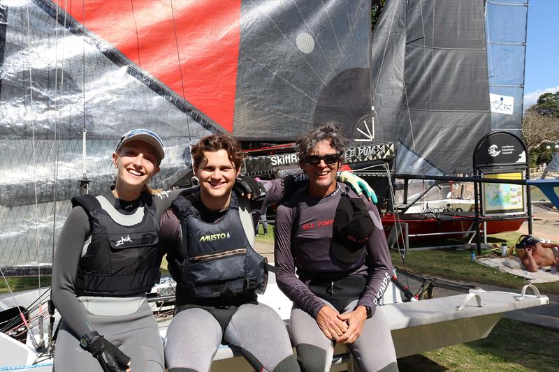 Zoe Dransfield, Jamie Stodart, Hugh Stodart photo copyright Manly Skiffs taken at Manly 16ft Skiff Sailing Club and featuring the 16ft Skiff class