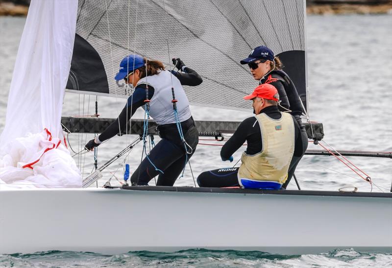 Manly 16 Club Championship Heats 1 & 2 - Georgia and Alanna Clancy with Ant King - photo © SailMedia Manly Skiffs