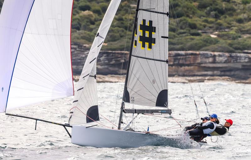 Manly 16 Club Championship Heats 1 & 2 - Georgia and Alanna Clancy with Ant King - photo © SailMedia Manly Skiffs