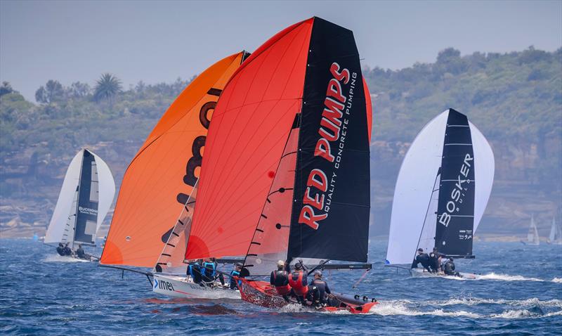 Red Pumps - Tyler Dransfield -16ft & 13ft Skiff NSW State Titles 2025 photo copyright SailMedia | Michael Chittenden taken at Middle Harbour 16ft Sailing Club and featuring the 16ft Skiff class
