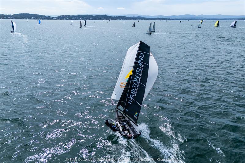 Skelcon Australian 16ft & 13ft Skiff Championship Day 1 photo copyright Beau Outteridge taken at Belmont 16ft Sailing Club and featuring the 16ft Skiff class