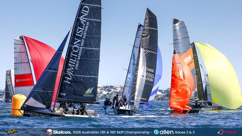 Skelcon Australian 16ft & 13ft Skiff Championship Day 2 photo copyright Michael Chittenden taken at Belmont 16ft Sailing Club and featuring the 16ft Skiff class