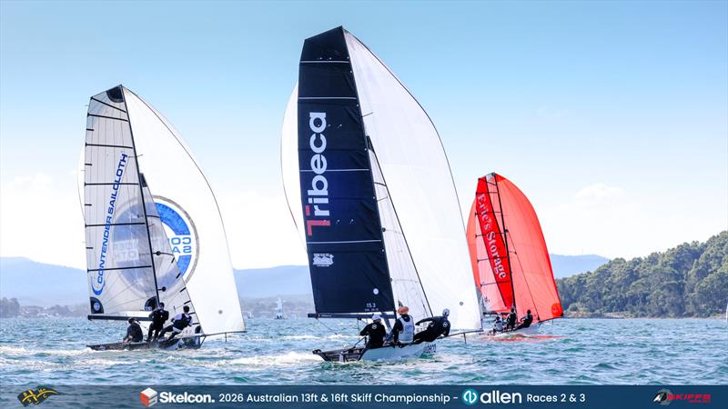 Skelcon Australian 16ft & 13ft Skiff Championship Day 2 photo copyright Michael Chittenden taken at Belmont 16ft Sailing Club and featuring the 16ft Skiff class