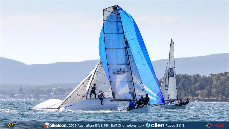 Skelcon Australian 16ft & 13ft Skiff Championship Day 2 photo copyright Michael Chittenden taken at Belmont 16ft Sailing Club and featuring the 16ft Skiff class
