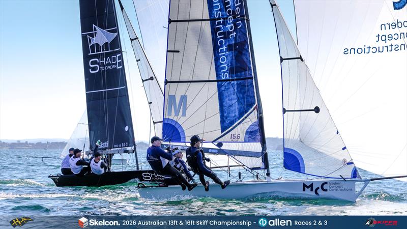 Skelcon Australian 16ft & 13ft Skiff Championship Day 2 photo copyright Michael Chittenden taken at Belmont 16ft Sailing Club and featuring the 16ft Skiff class