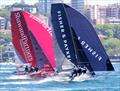 Shaw and Partners and Fisher and Paykel had a great spinnaker battle on the first lap of the course - NSW 18ft skiff Championship