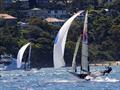Yandoo chases Andoo down the second spinnaker leg - NSW 18ft skiff Championship