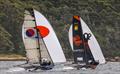 18ft Skiff NSW Championship - Rag and Famish Hotel leads Yandoo downwind &copy; SailMedia