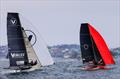JJ Giltinan 18ft Skiff World Championship 2026 Race 1 - Berlin Bears leads Vaikobi on the first lap of the course