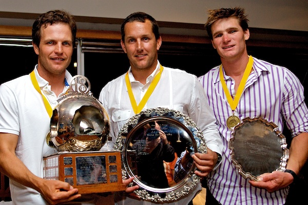 Euan Mc Nicol, Aaron Links, Trent Barnabas win the J.J. Giltinan 18ft Skiff Championship photo copyright Ian Roman / www.ianroman.com taken at Sydney Flying Squadron and featuring the 18ft Skiff class