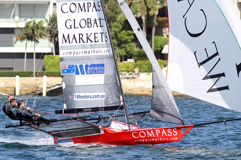 compassmarkets.com came from behind the leading group early in the race to finish a good fourth in race 10 of the 18ft Skiff Club Championship photo copyright Frank Quealey taken at Australian 18 Footers League and featuring the 18ft Skiff class