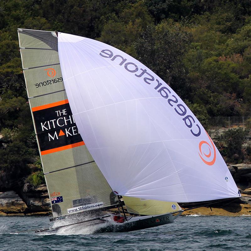 The Kitchen Maker was near the leading group most of the race during the 18ft Skiff Yandoo Trophy photo copyright Frank Quealey taken at Australian 18 Footers League and featuring the 18ft Skiff class