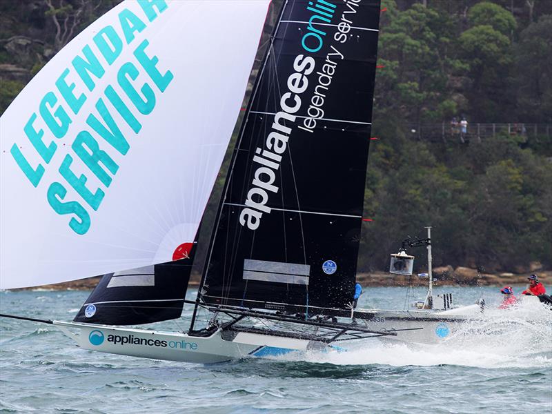 The video team at full speed as they try to keep up with Appliancesonline on day 3 of the 18ft Skiff Australian Championship 2018 photo copyright Frank Quealey taken at Australian 18 Footers League and featuring the 18ft Skiff class