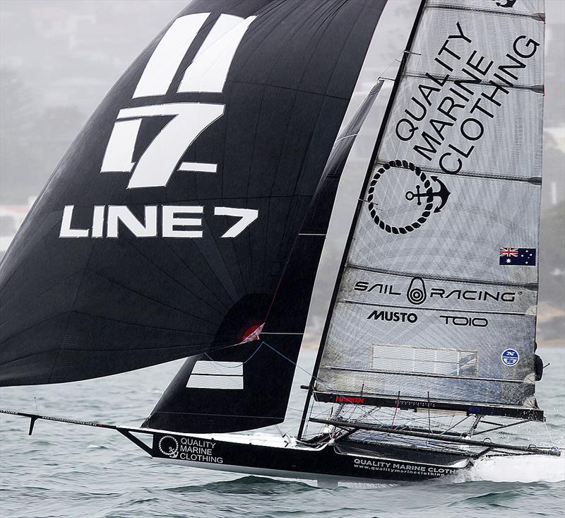 Quality Marine Clothing finished strongly in today's 18ft Skiff JJ Giltinan Championship Invitation Race photo copyright Frank Quealey taken at Australian 18 Footers League and featuring the 18ft Skiff class