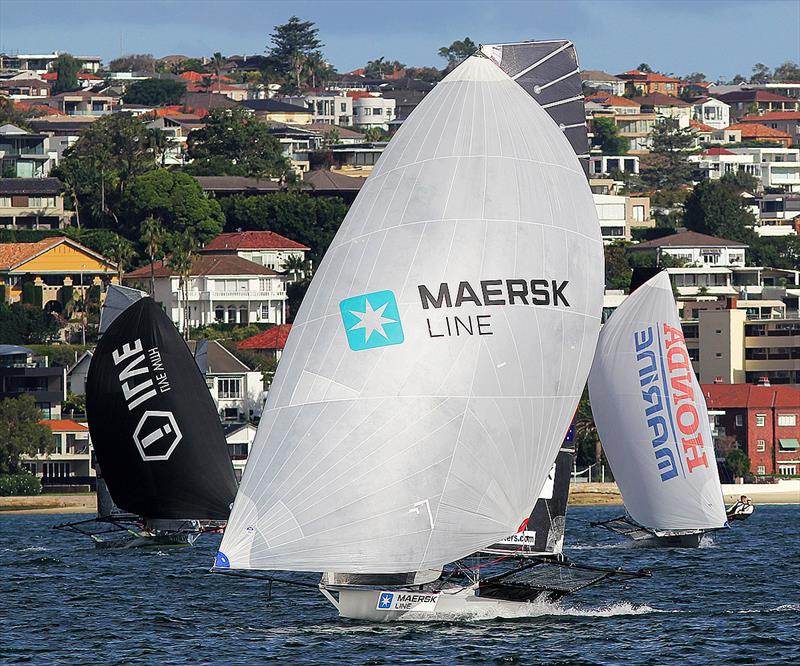 Series leader Maersk Line during the 18ft Skiff JJ Giltinan Championship photo copyright Frank Quealey taken at Australian 18 Footers League and featuring the 18ft Skiff class