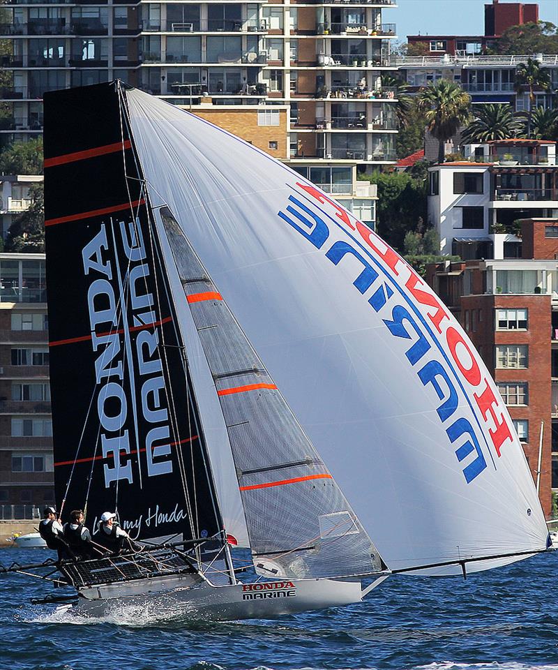 Honda Marine leads the points table going into the final race of the 18ft Skiff JJ Giltinan Championship photo copyright Frank Quealey taken at Australian 18 Footers League and featuring the 18ft Skiff class