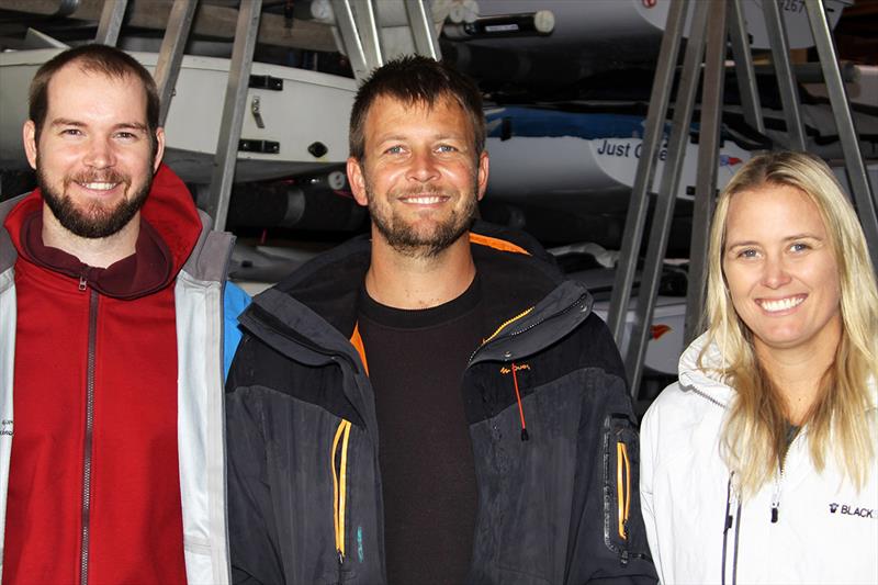 (l-r) Dan McLachlan, Richard Heritage, Yvette Heritage photo copyright Frank Quealey taken at Australian 18 Footers League and featuring the 18ft Skiff class