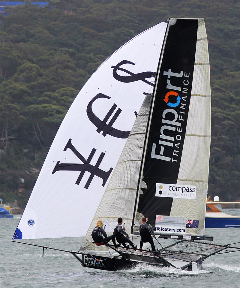 Finport's crew make it look too easy as the skiff powers across Sydney Harbour during race 1 of the 18ft Skiff Club Championship on Sydney Harbour photo copyright Frank Quealey taken at Australian 18 Footers League and featuring the 18ft Skiff class