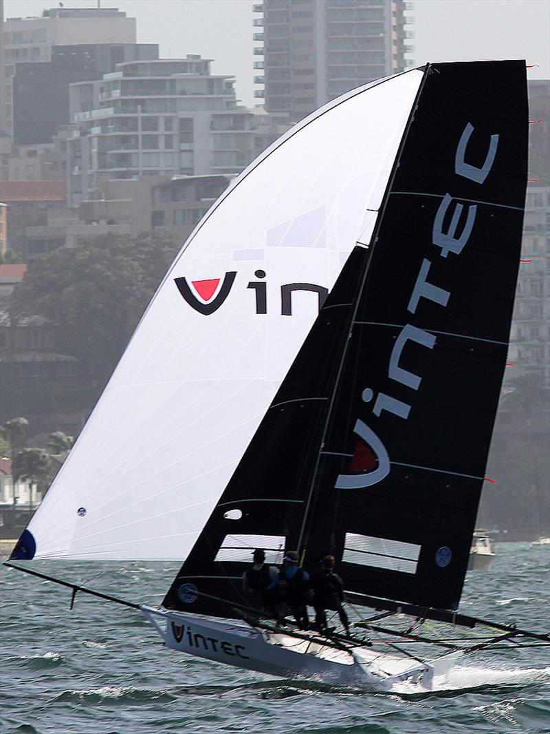 Vintec was in the leading group throughout during 18ft Skiff Spring Championship Race 4 photo copyright Frank Quealey taken at Australian 18 Footers League and featuring the 18ft Skiff class