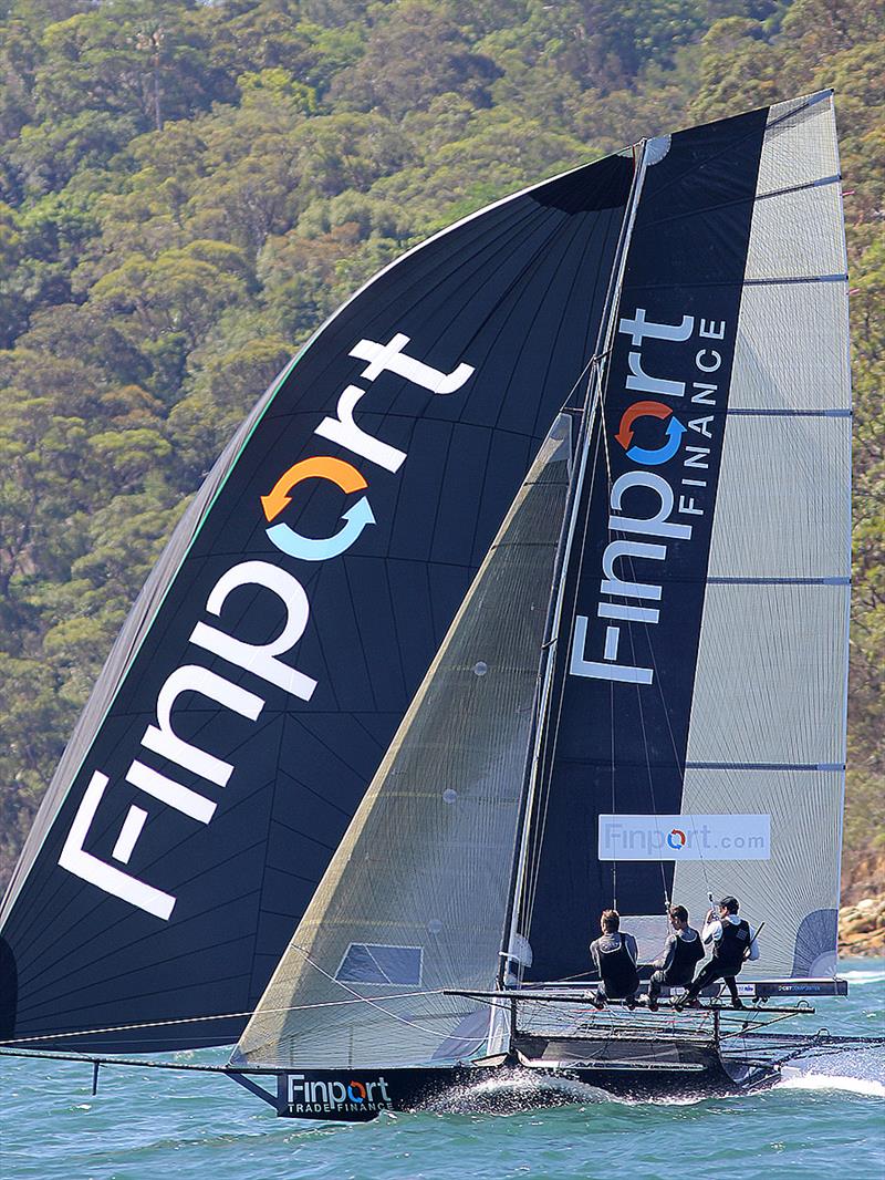 Finport Finance showed she could be the boat to beat in the NSW Championship after a remarkable recovery during 18ft Skiff NSW Championship race 1 photo copyright Frank Quealey taken at Australian 18 Footers League and featuring the 18ft Skiff class