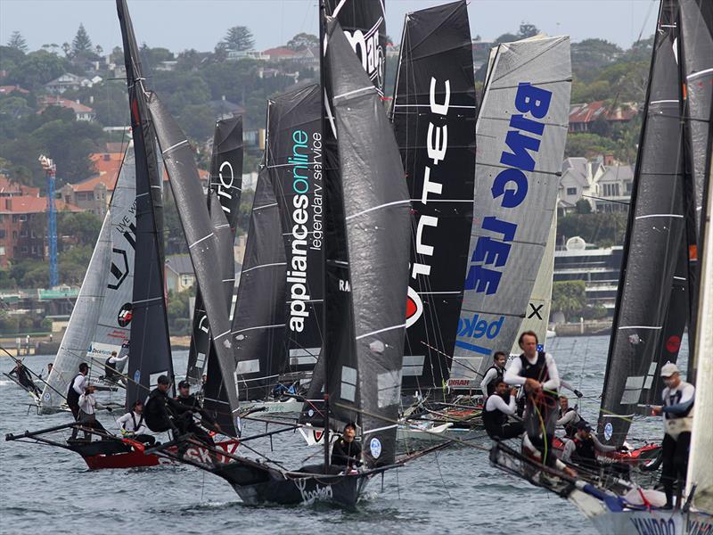 Starting in light wind on day 1 of the 18ft Skiff Australian Championship photo copyright Frank Quealey taken at Australian 18 Footers League and featuring the 18ft Skiff class