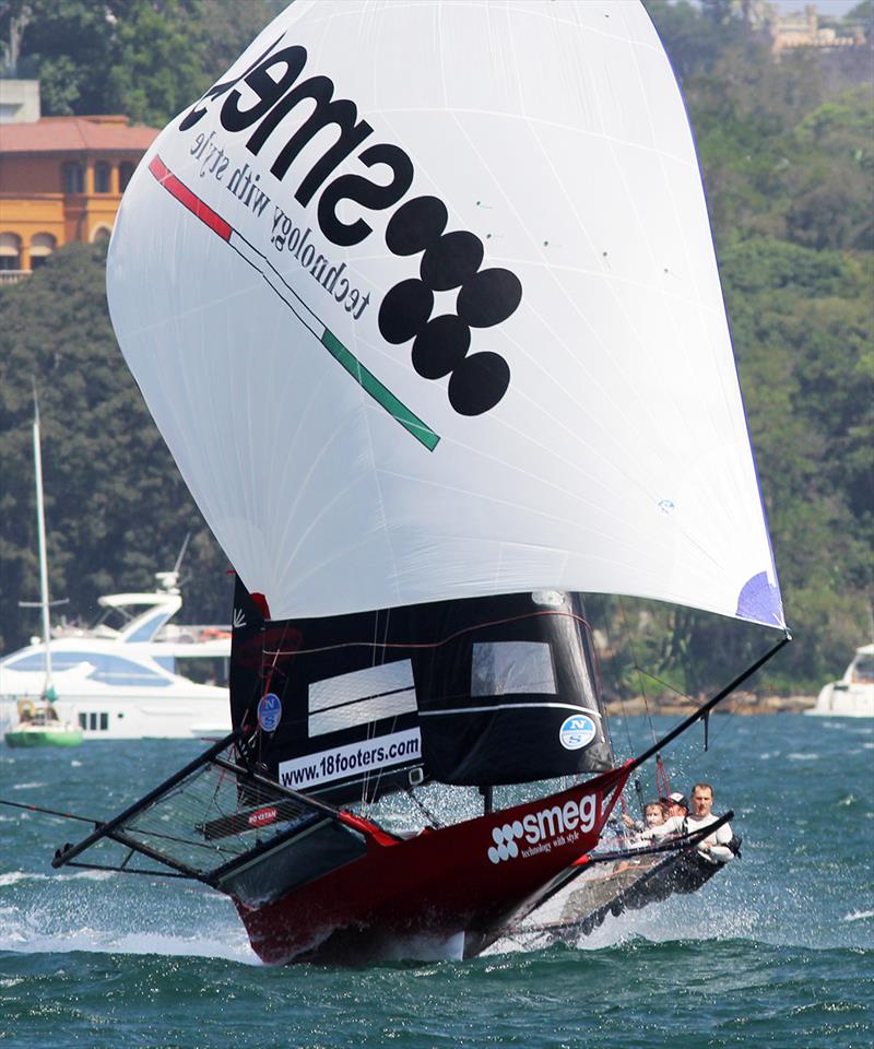 The Smeg team dominated Race 3 of the 18ft Skiff Australian Championship last Sunday photo copyright Frank Quealey taken at Australian 18 Footers League and featuring the 18ft Skiff class