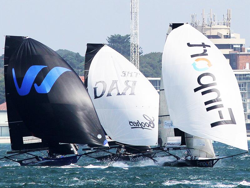 Short, tight spinnaker runs keep the crews on their toes in the 18ft Skiff Australian Championship - photo © Frank Quealey