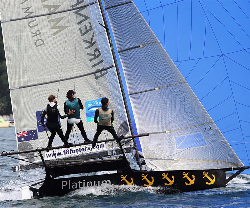 New Birkenhead Point Marina crew were consistently near the top group all through race 1 of the 18ft Skiff JJ Giltinan Championship photo copyright Frank Quealey taken at Australian 18 Footers League and featuring the 18ft Skiff class
