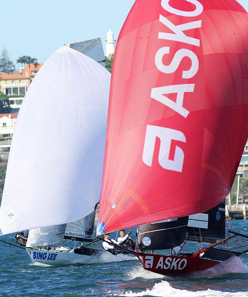Asko Appliances came back strongly after a slow start to grab fourth place in race 2 of the 18ft Skiff JJ Giltinan Championship photo copyright Frank Quealey taken at Australian 18 Footers League and featuring the 18ft Skiff class
