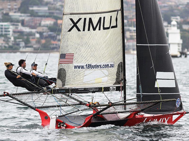USAs Panasonic Lumix team in action in Race 7 on day 5 of the 18ft Skiff JJ Giltinan Championship  photo copyright Frank Quealey taken at Australian 18 Footers League and featuring the 18ft Skiff class