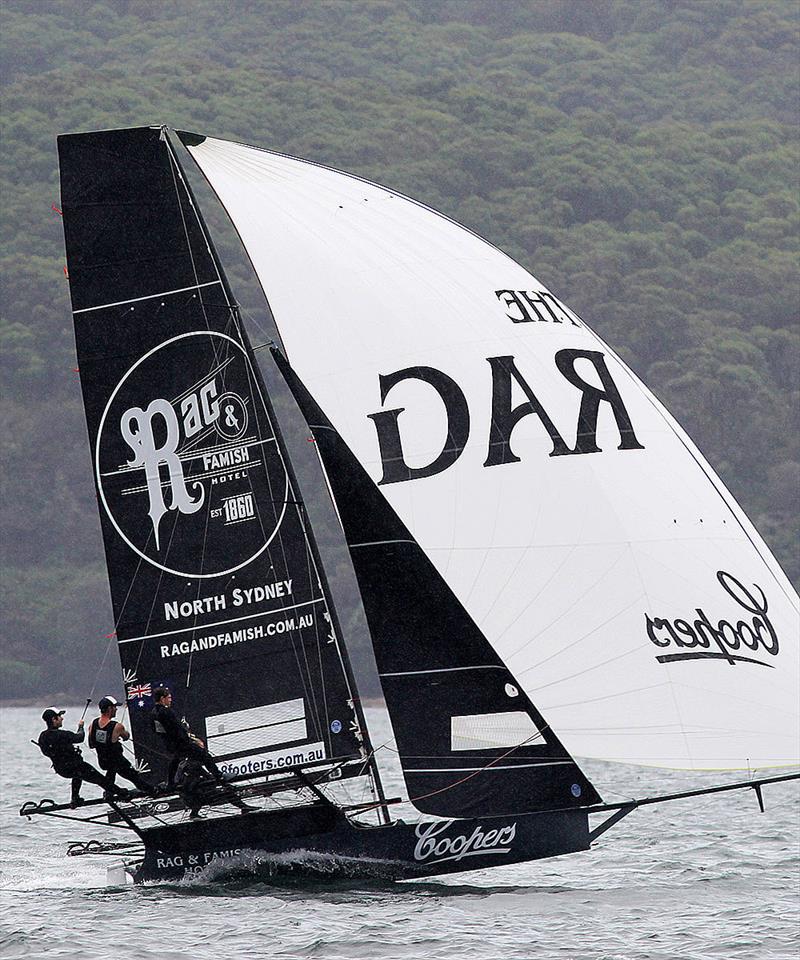 Rag and Famish Hotel finished fifth in the 18ft Skiff Queen of the Harbour photo copyright Frank Quealey taken at Australian 18 Footers League and featuring the 18ft Skiff class