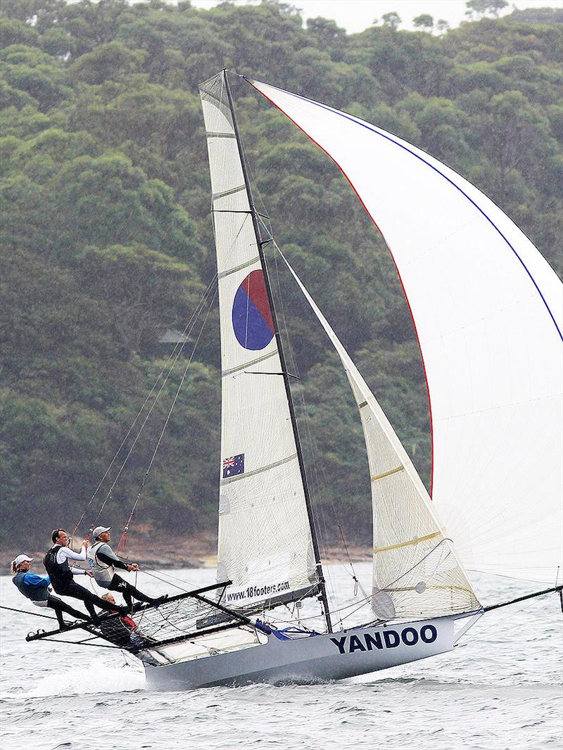 Yandoo's smaller rig lost out to the bigger rigs of the leaders over the final lap of the course during the 18ft Skiff Queen of the Harbour photo copyright Frank Quealey taken at Australian 18 Footers League and featuring the 18ft Skiff class