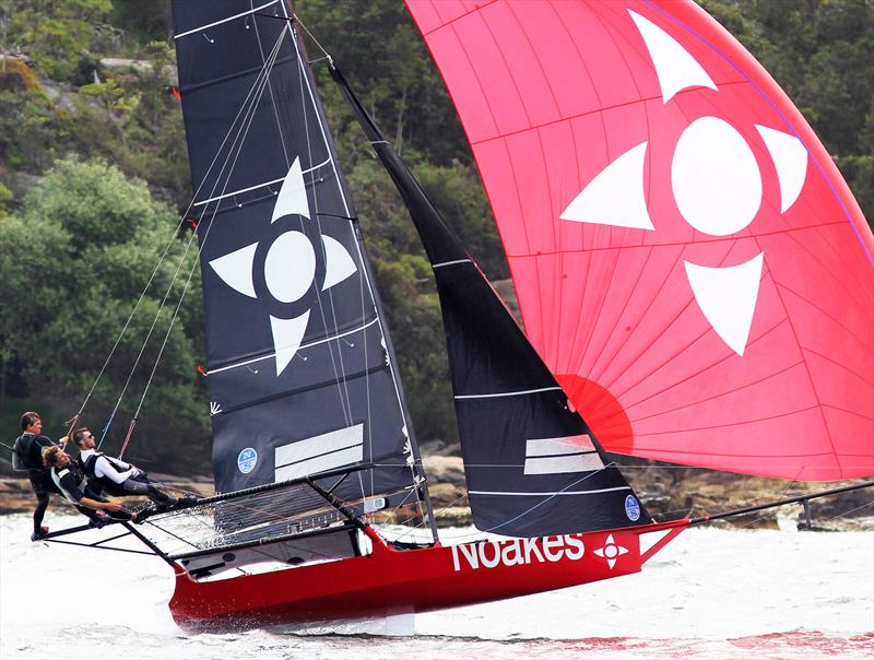 Sean Langman and his Noakesailing team in a Southerly wind on Sydney Harbour in last season's club racing photo copyright Frank Quealey taken at Australian 18 Footers League and featuring the 18ft Skiff class