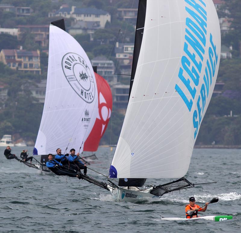 Not a great day to go for a paddle on Sydney Harbour during race 4 of the 18ft Skiff Spring Championship on Sydney Harbour photo copyright Frank Quealey taken at Australian 18 Footers League and featuring the 18ft Skiff class