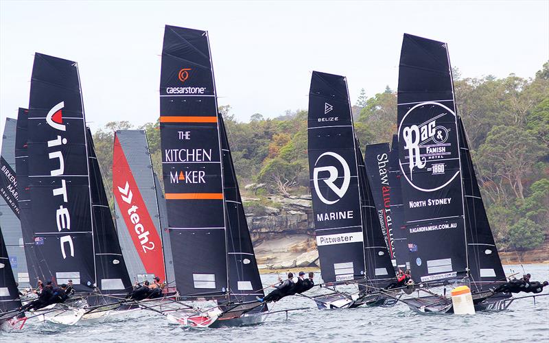The fleet heads off on day 1 of the 18ft Skiff Australian Championship photo copyright Frank Quealey taken at Australian 18 Footers League and featuring the 18ft Skiff class