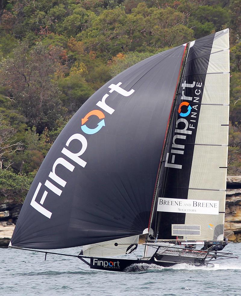 Finport Finance cruises to victory in Race 1 on day 1 of the 18ft Skiff Australian Championship photo copyright Frank Quealey taken at Australian 18 Footers League and featuring the 18ft Skiff class