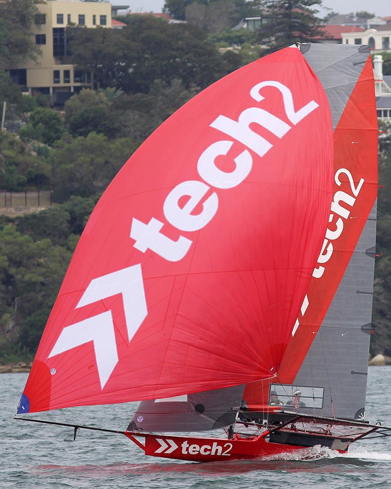 Tech2 was second behind Finport Finance in Race 1 on day 1 of the 18ft Skiff Australian Championship photo copyright Frank Quealey taken at Australian 18 Footers League and featuring the 18ft Skiff class