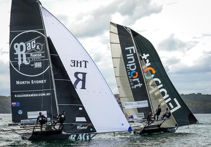 Rag & Famish together with Finport Finance on day 3 the 2020 18ft Skiff JJ Giltinan Championship photo copyright Frank Quealey taken at Australian 18 Footers League and featuring the 18ft Skiff class