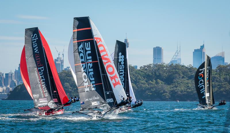 Races 8 & 9 on day 5 the 2020 18ft Skiff JJ Giltinan Championship photo copyright Michael Chittenden taken at Australian 18 Footers League and featuring the 18ft Skiff class