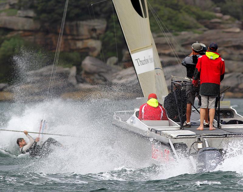 Michael Coxon drives Thurlow Fisher Lawyers into the wind.. - photo © Frank Quealey