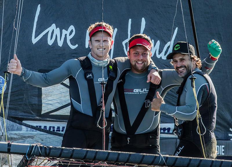 New Zealand's 18ft Skiff Racing Record: The winning Honda Marine team at the JJ Giltinan Championship photo copyright Michael Chittenden taken at Australian 18 Footers League and featuring the 18ft Skiff class