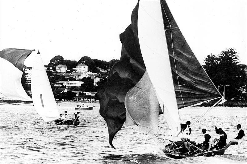 Schemer leads The Fox at the 1963 Giltinan Championship in Auckland photo copyright Archive taken at  and featuring the 18ft Skiff class