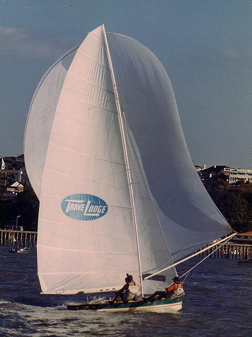 Bob Holmes' final TraveLodge on Waitemata Harbour, Auckland in 1974 photo copyright Archive taken at  and featuring the 18ft Skiff class