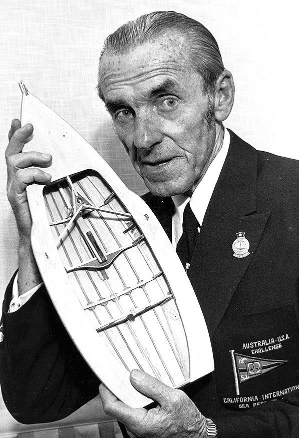 Alf Beashel with a model of an 18ft Skiff photo copyright Archive taken at Australian 18 Footers League and featuring the 18ft Skiff class