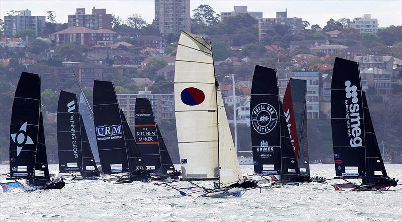 The start of last Sunday's race 1 of the 18ft Skiff Spring Championship photo copyright Frank Quealey taken at Australian 18 Footers League and featuring the 18ft Skiff class