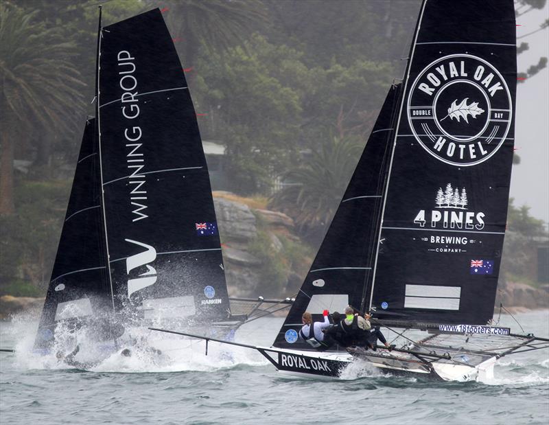 Battle for second place at Rose Bay during race 1 of the 18ft Skiff Club Championship - photo © Frank Quealey