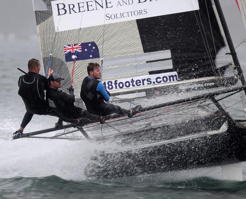 The Finport Finance crew in action during race 1 of the 18ft Skiff Club Championship - photo © Frank Quealey