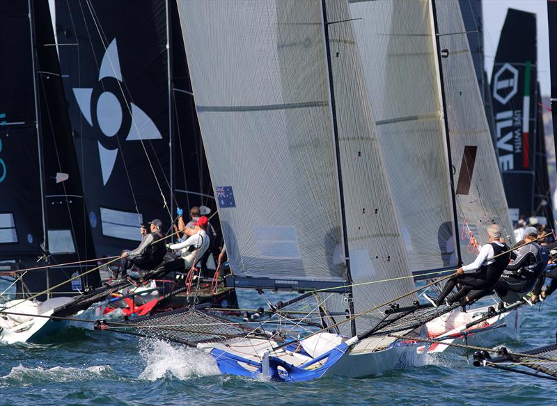 The start of 18ft Skiff Spring Championship Race 6 photo copyright Frank Quealey taken at Australian 18 Footers League and featuring the 18ft Skiff class