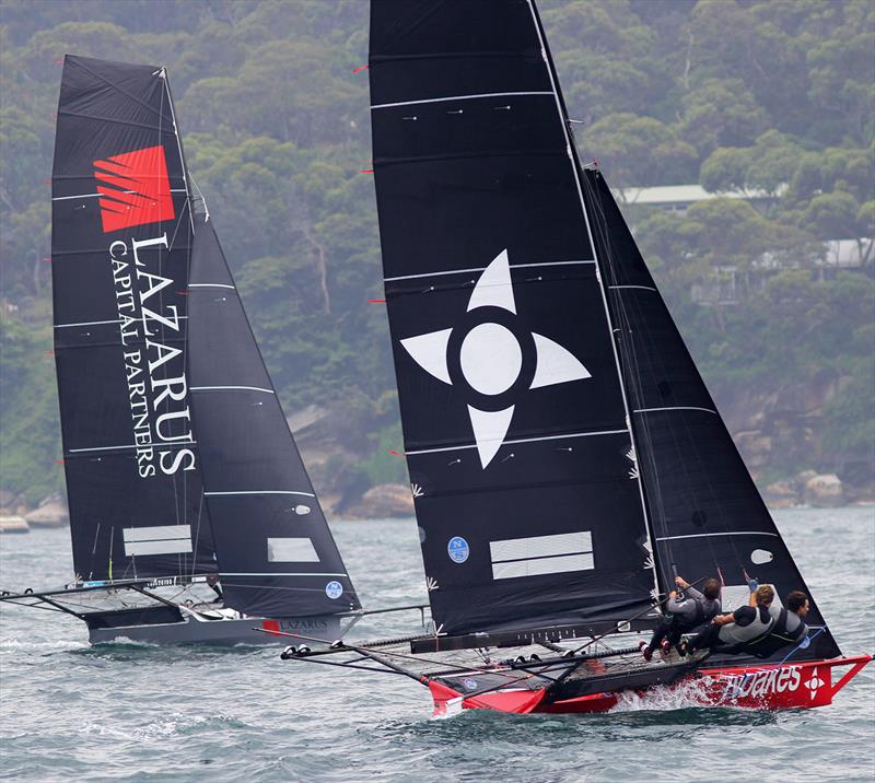 Windward leg to the Beashel Buoy during Race 1 of the 18ft Skiff NSW Championship - photo © Frank Quealey