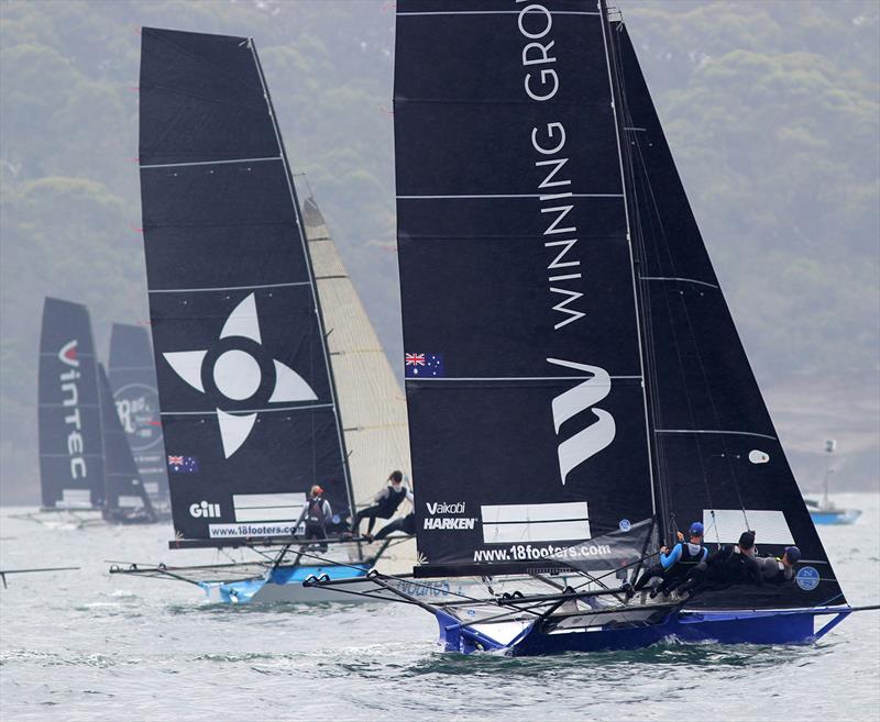 Early in the race during Race 1 of the 18ft Skiff NSW Championship photo copyright Frank Quealey taken at Australian 18 Footers League and featuring the 18ft Skiff class